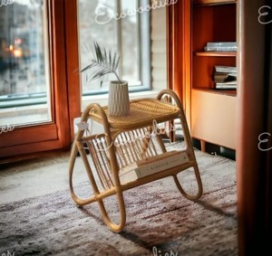 Table de chevet en rotin écologique magnifiquement conçue Double niveau étagère de rangement en bambou Console d'incrustation d'os pour l'application de chambre à coucher - Product Image 1