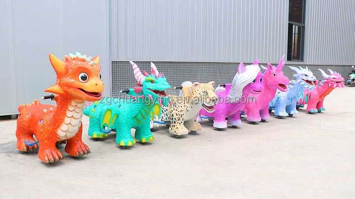 24 V Dinosaur Riding Car Electric Animal Rides for Kids Ride Along Animals for Shopping Center