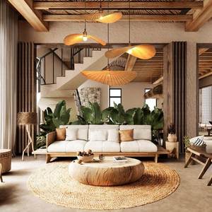 ขายร้อนอเมซอนTienphongไม้ไผ่ธรรมชาติโบฮีเมียนWabisabiโคมไฟเพดานจี้แสงไม้ไผ่เหนือKitchen Island - Product Image 3