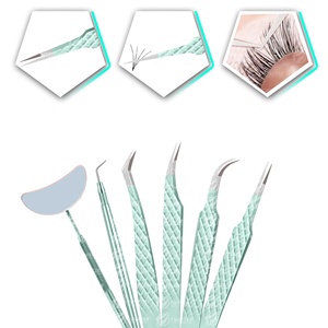 Ensemble de pinces à épiler pour extensions de cils Pince à épiler droite et incurvée en acier inoxydable - Product Image 4