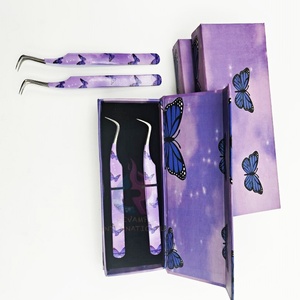 Pince à épiler d'extension de cils en acier inoxydable écologique de haute précision pour cils d'isolation papier papillon enduit pointu incurvé - Product Image 3