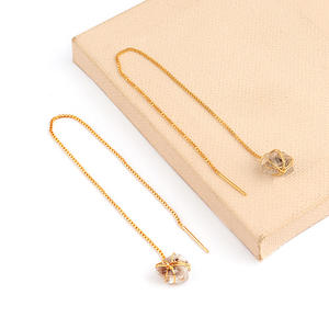 Luxury Fashion Elegant Tiny Raw Herkimer Diamond Gold Plated Wire Warped Drop Earrings Unique Design Long Thread Earrings Gift - Product Image 4