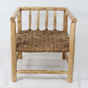 Sillón de Madera de Teca Mate Natural con Asiento de Mimbre, Ecológico, Duradero, Moderno y Rústico para Dormitorio, Sala de Estar u Hotel - Product Image 2
