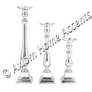 Axiom Home Accents <b>Silver</b> Metal <b>Candlestick</b> Holder Christmas Pillar Lanterns and Jars for Church Decorations - Product Image 5