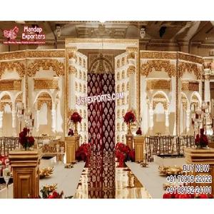 Décoration d'événement de mariage traditionnel, scène en velours Haveli, taille personnalisée légère, lieu de réception, scène intérieure - Product Image 1