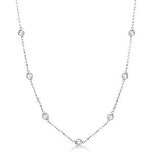 Collier en or blanc 14 carats avec diamants sertis en bélière avec pierres de 0,25 carat - Product Image 4