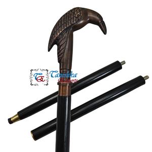 Bastón de Caminar Plegable de Madera con Mango de Cabeza de Cuervo Negro Antiguo de Aluminio Estilo Vintage, Hecho a Mano, de Alta Calidad, para Senderismo al Aire Libre - Product Image 5
