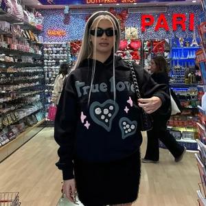 Sweat à capuche et sweat-shirts Y2k de luxe en gros Logo personnalisé Impression bouffante surdimensionnée Sweat à capuche en éponge française 100% coton - Product Image 6