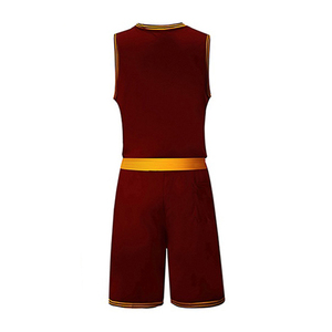 Conjunto de Camiseta de Baloncesto Color Granate para Hombre, Sin Mangas, Cuello Redondo, Cintura Elástica, 100% Poliéster, Transpirable, Ropa Deportiva para Todas las Temporadas - Product Image 2