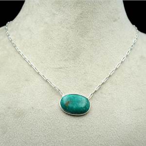 Collar de turquesa de Plata de Ley 925 para mujer, joyería de platino hecha a mano con regalo de piedras preciosas para Her-NL0086-GS - Product Image 1