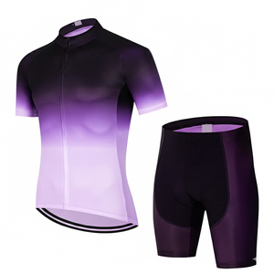 Ensemble de vêtements de sport unisexe personnalisé pour le cyclisme, maillot à manches courtes et short, respirant, anti-transpiration, en nylon/cachemire - Product Image 4