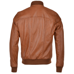 Chaqueta Bomber de cuero tostado para hombre 2025, abrigo de invierno informal con cremallera de talla grande, impermeable, de punto sólido, de poliéster, a prueba de viento - Product Image 2