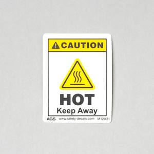 Autocollant de sécurité adhésif M12-HOT, avertissement de danger thermique industriel, anti-rayures, étanche, AGS High - Product Image 1