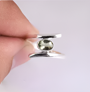 แหวนเงินอัญมณี Moldavite 925เครื่องประดับเงินสเตอร์ลิงแหวนชุบเงินโรแมนติกของขวัญครบรอบแต่งงาน - Product Image 6