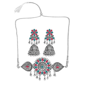 GS Green Maroon Zircon Round <b>Choker</b> for Wedding Occasions - Product Image 3