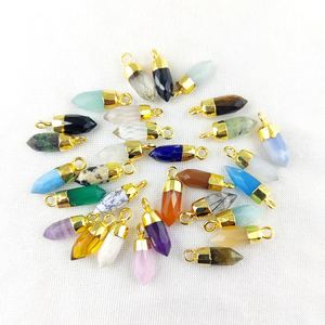 13x5mm Aigue-marine naturelle à facettes pendentifs à breloque en cristal plaqué or énergie de guérison pour la fabrication de bijoux en cuivre - Product Image 2