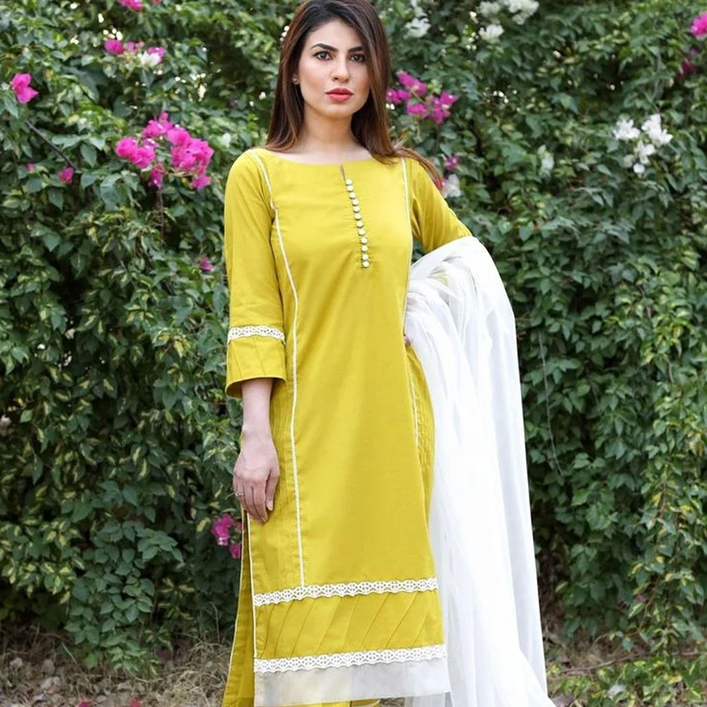 Yellow Dress Simple Lady Dress Design Buy Yellow Eclipse Printed