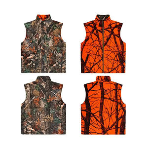Gilet de chasse pour homme de haute qualité 100% polyester léger imperméable antibactérien personnalisé à porter des deux côtés vert orange camouflage - Product Image 4