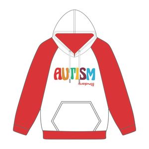 Concienciación sobre el autismo Chenille bordado blanco mangas raglán pulóver Sudadera con capucha Unisex algodón polar sudadera autismo diseño - Product Image 2
