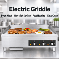 Grill électrique industriel robuste à surface plate 9500W, contrôle de température 3 zones, plaque épaisse de 16 mm, acier inoxydable, 380V