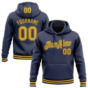 Custom Stitched <b>Navy</b> Gold Sports Pullover Sweatshirt Hoodie - Product Image 1