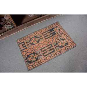 Alfombra Pequeña Vintage de 1.6x2.4 pies (49x72 cm), Alfombra Oriental Turca Marrón - Product Image 5
