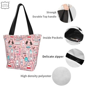 Sac fourre-tout en toile personnalisé sac à poignée en coton sacs à main fourre-tout en toile pour femmes sacs à main en toile en toile de coton biologique à la mode pour filles sac fourre-tout à bandoulière - Product Image 5