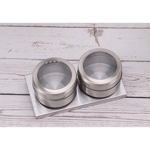 Magnetic <b>Spice</b> <b>Jar</b> Set with Stand Stainless Steel Salt and Pepper Shaker Rack 2 Pieces - Product Image 2
