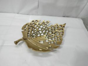 Designer Gold Plated Aluminum Leaf Trays Stylish Fruit And <b>Serving</b> Tray <b>Set</b> of 2 At Cheap Price - Product Image 5