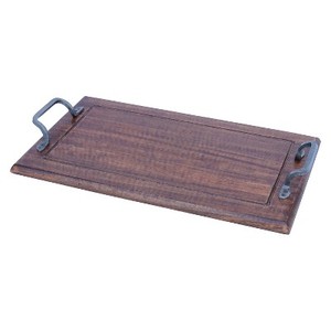 Inicio Hoteles y restaurantes Última decoración del hogar Venta al por mayor decoración de bebidas Bandeja de servicio de madera con mango de metal Hoteles - Product Image 3
