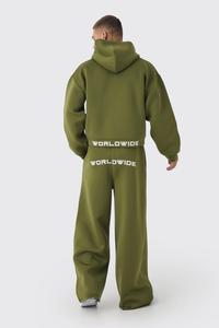 Conjunto Deportivo de 2 Piezas con Capucha y Cremallera, Corte Holgado y Cintura Extendida, con Logotipo Personalizado, para Hombre - Product Image 2