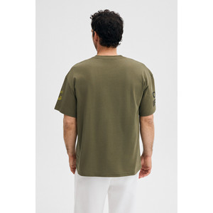 <span class=keywords><strong>COLINA</strong></span> T-shirt kaki à col rond imprimé en coton biologique 100 % pour homme, coupe classique - Product Image 4