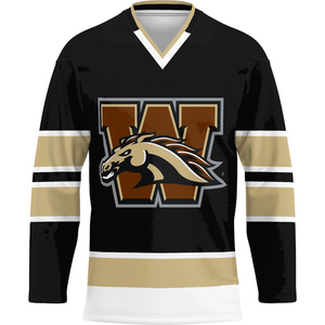 Camiseta de poliéster OEM personalizable para ropa deportiva compatible con BSCI de hockey sobre hielo con logotipo sublimado - Product Image 1