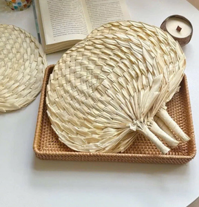 ECO FRIENDLY <b>Hand</b> <b>Fan</b> Wedding Custom Heart Palm Leaf Bamboo Straw Seagrass Grass <b>Hand</b> <b>Held</b> <b>Fan</b> Small <b>Fans</b> Vietnam Products - Product Image 1
