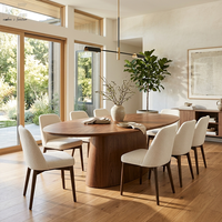 Table à manger ronde moderne en bois avec piétement sculptural pour la maison, le restaurant, l'ameublement intérieur
