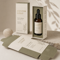 Boîte d'emballage personnalisée de luxe pour sérum facial avec insert en papier, carton cosmétique pliable pour l'emballage de sérum, vente en gros OEM