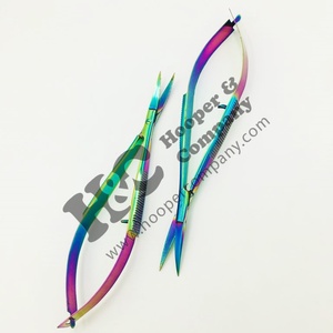 Tijeras de primavera sostenibles de acero inoxidable con plasma arcoíris, novedad en tijeras de maquillaje con punta afilada curvada para cejas, visón - Product Image 2