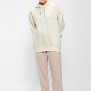 Sudaderas con capucha de lana para mujer de color sólido con logotipo personalizado para ropa informal de invierno posición de logotipo frontal - Product Image 4