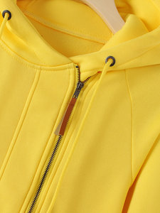 Haute qualité longue longueur couleur unie poche zippée décontracté confortable élégant sweats à capuche pour femmes - Product Image 3