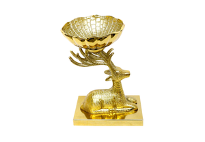 Bol à fruits artisanal élégant en acier inoxydable plaqué nickel brillant, tête de cerf, décoration de la maison, utilisation pour les fêtes, fait à la main - Product Image 2