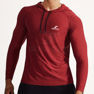 Sweat-shirts de sport à capuche pour hommes, compression, logo personnalisé, séchage rapide, respirant, motif uni, poche, teinture unie, pour l'hiver et les activités de plein air - Product Image 2