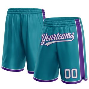 Industrie Direct Engro Sportswear Short de basket-ball personnalisé blanc sarcelle-violet authentique Short de basket-ball - Product Image 1