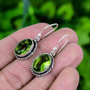 Diseñador de moda mujeres y niñas pendientes joyería 925 plata esterlina sólida hecha a mano piedras preciosas Spinner peridoto pendientes simples - Product Image 3