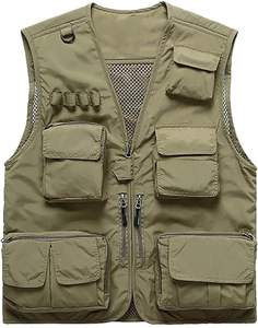 <b>Men's</b> <b>Summer</b> Outdoor Work Safari Fishing Travel Cargo Vest <b>Jacket</b> Waterproof Plus Size Multi-Pocket Canvas Vest - Product Image 1