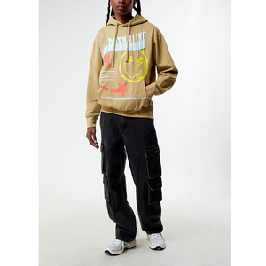 Fabricant de sweats courts personnalisés pour hommes 100% coton en éponge française Streetwear Heavyweight Oversized Puff Printing Hoodie - Product Image 2