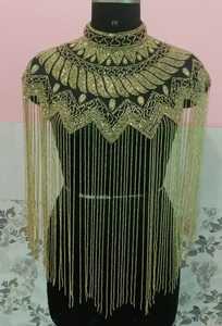 Vestido de Fiesta de Noche de Chifón con Lentejuelas y Cuentas Hechas a Mano, Diseño de Capa con Flecos Multiusos, Bordado con Cristales, Sin Mangas - Product Image 5