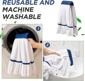 Tête de serpillière tubulaire en microfibre, recharge, usage intensif, commercial, industriel, humide, manche plat, boucles, auto-essorage, lavable en machine - Product Image 2