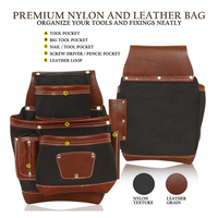 Profesyonel Vintage Tarzı Naylon 15-19 Cepli Ayarlanabilir Askılı İpli Kapatmalı Çekiç Alet Çantası Elektrikçiler İçin