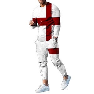 Ensemble de survêtements tendance pour homme, col en O, 2 pièces, chemises à manches longues avec pantalon pour l'hiver - Product Image 1