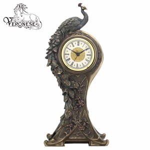 Horloge LOTUS de la série Art Nouveau de VERONESE DESIGN (MBZ+COLOR) Peinte à la main en polyrésine et bronze coulé à froid, figurine de décoration d'intérieur de luxe - Product Image 4